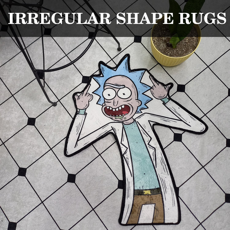 Irregular shape area rugs such as Rick and Morty Rug