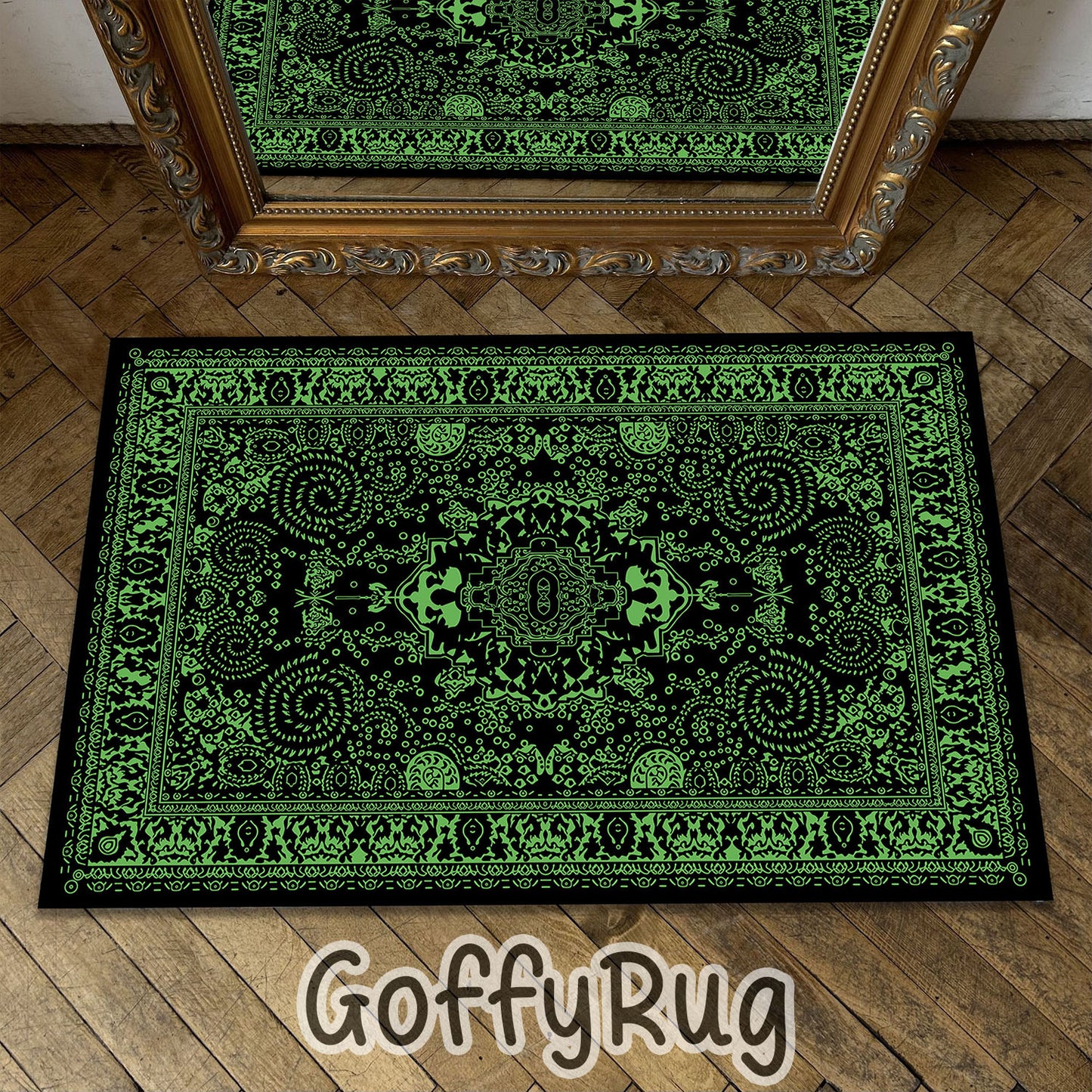 Black and Green Boho Chic Medallion Runner Rugs Ethnic Carpet Non-Slip Washable Bohemian Mat for Living Room Bedroom Kitchen Decor