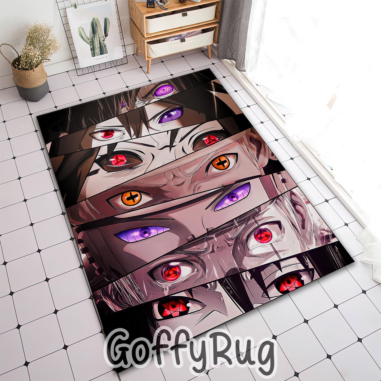 Anime Eyes Rug Character Fan Carpet for Teenage Room Bedroom Gamer Nonslip Washable Fan Mat Stylish Popular Cartoon Decor Fantastic Gift