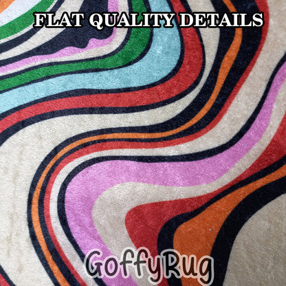 Multicolor Rainbow Melting Rug Boho Chic Medallion Bohemian Carpet for Living Room Bedroom Kitchen Liquify Floral Aesthetic Mat Home Decor Gift