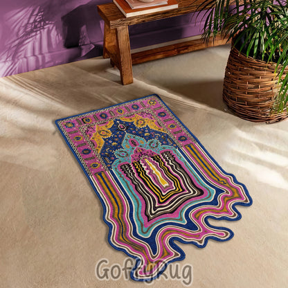 Melting Rug Boho Chic Medallion Bohemian Carpet for Living Room Bedroom Kitchen Liquify Floral Aesthetic Mat Home Decor Gift